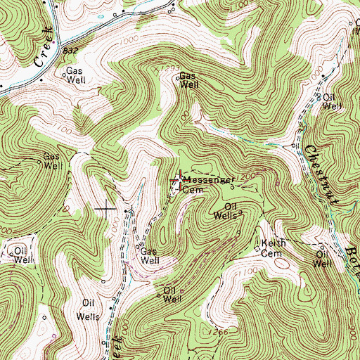 Topographic Map of Messenger Cemetery, WV