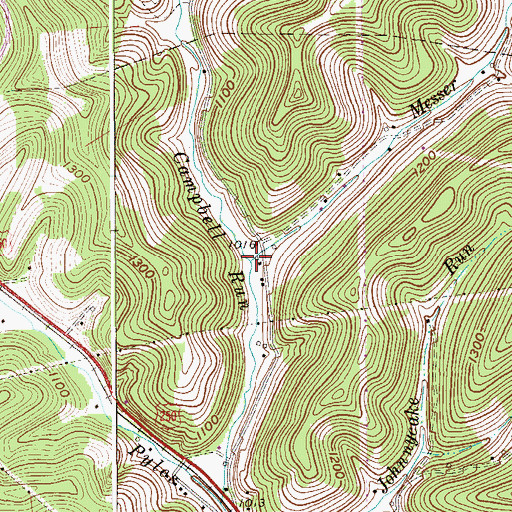 Topographic Map of Messer Run, WV