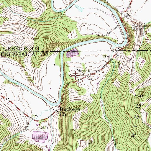 Topographic Map of Meyers Cemetery, WV