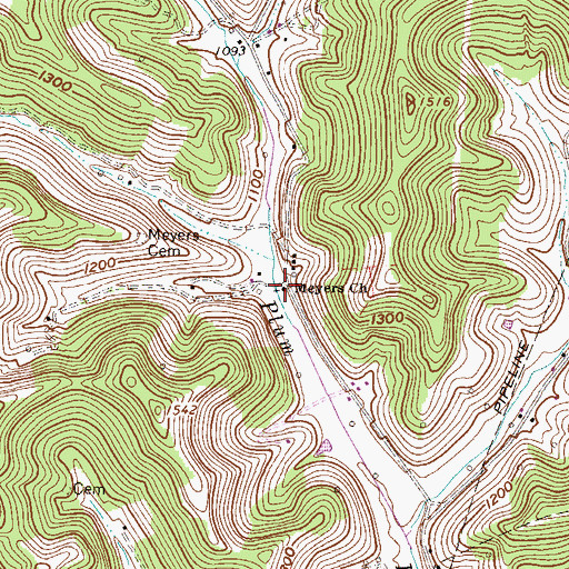 Topographic Map of Meyers Church, WV
