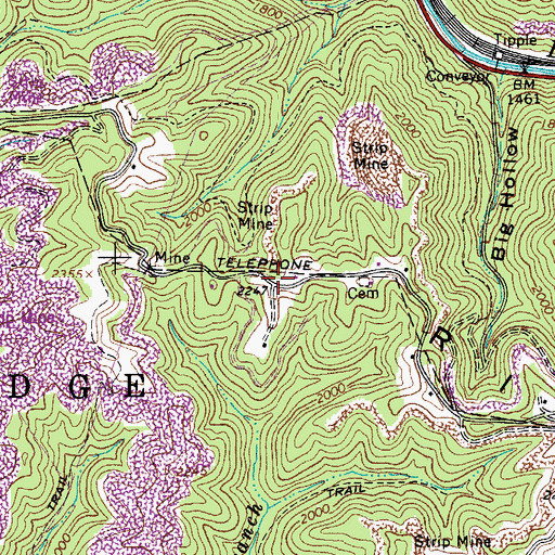 Topographic Map of Micajah Ridge, WV