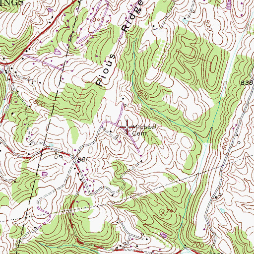 Topographic Map of Michael Cemetery, WV