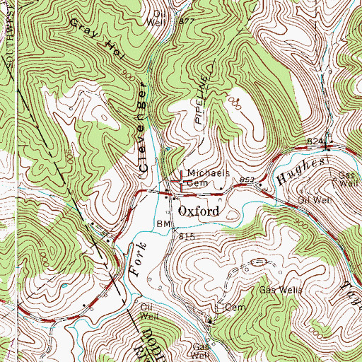 Topographic Map of Michaels Cemetery, WV