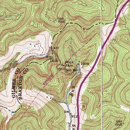 Topographic Map of Mick Cemetery, WV
