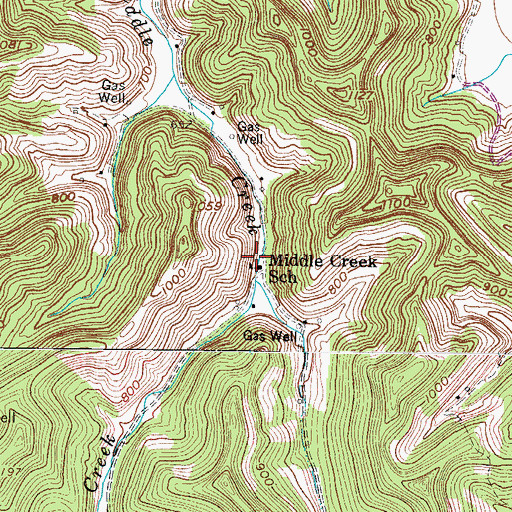 Topographic Map of Middle Creek School (historical), WV
