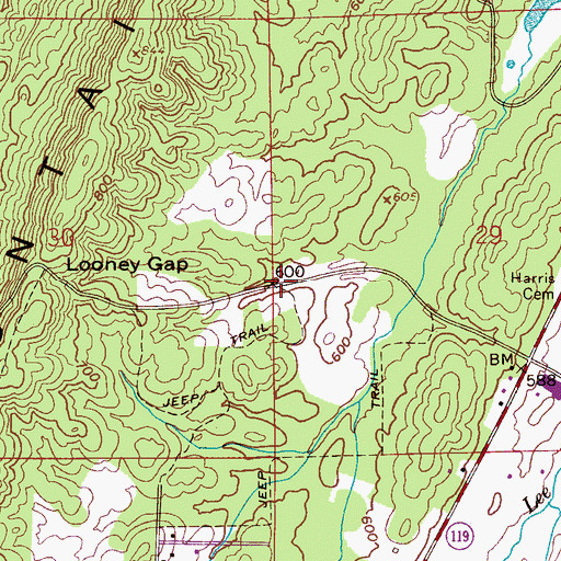 Topographic Map of Brook Highland, AL