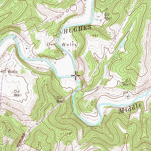 Topographic Map of Middle Fork, WV