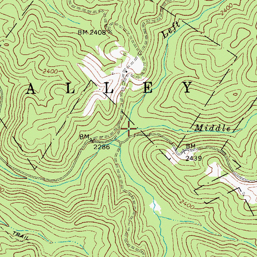 Topographic Map of Middle Fork Laurel Fork, WV