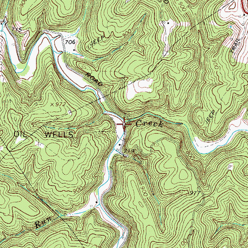 Topographic Map of Middle Fork Leatherbark Creek, WV