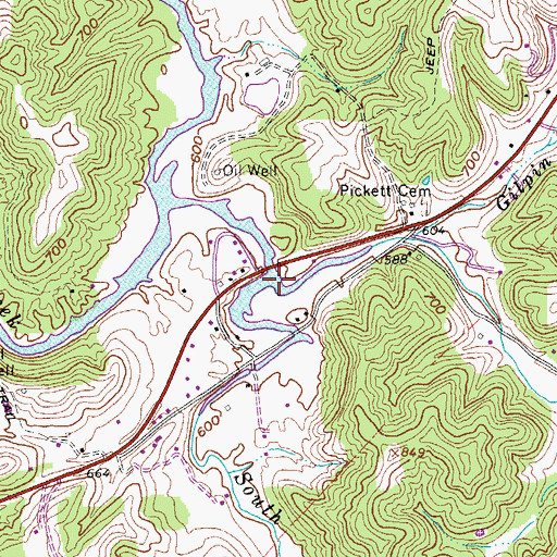 Topographic Map of Middle Fork Lee Creek, WV