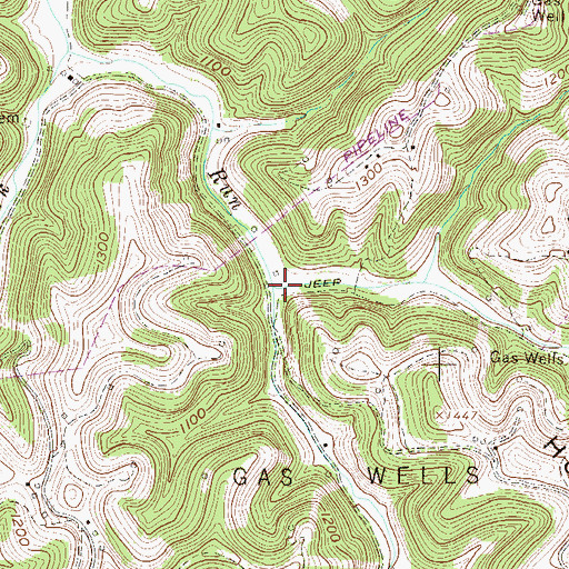Topographic Map of Middle Fork Lynn Camp Run, WV