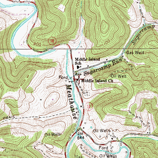 Topographic Map of Middle Island Seventh Day Baptist Church, WV