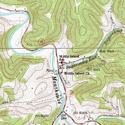 Topographic Map of Middle Island School, WV
