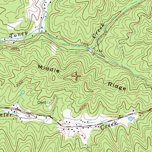 Topographic Map of Middle Ridge, WV