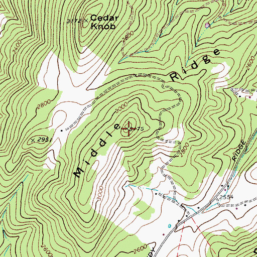 Topographic Map of Middle Ridge, WV