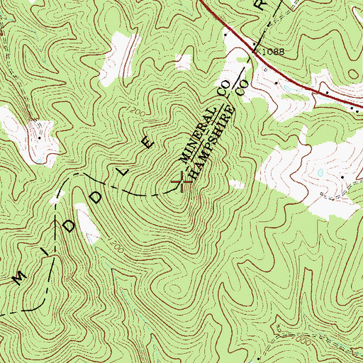 Topographic Map of Middle Ridge, WV