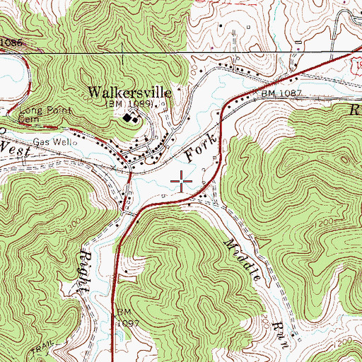 Topographic Map of Middle Run, WV