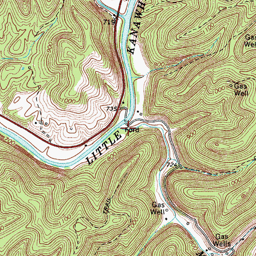 Topographic Map of Middle Run, WV