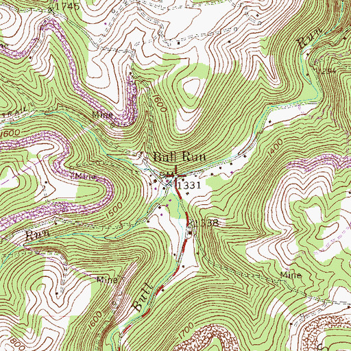 Topographic Map of Middle Run, WV