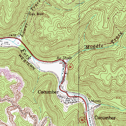 Topographic Map of Middle Trace Fork, WV