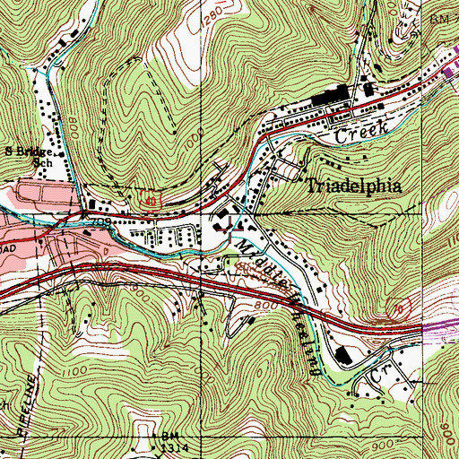 Topographic Map of Middle Wheeling Creek, WV