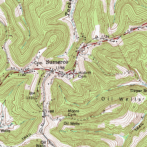 Topographic Map of Midkiff Cemetery, WV