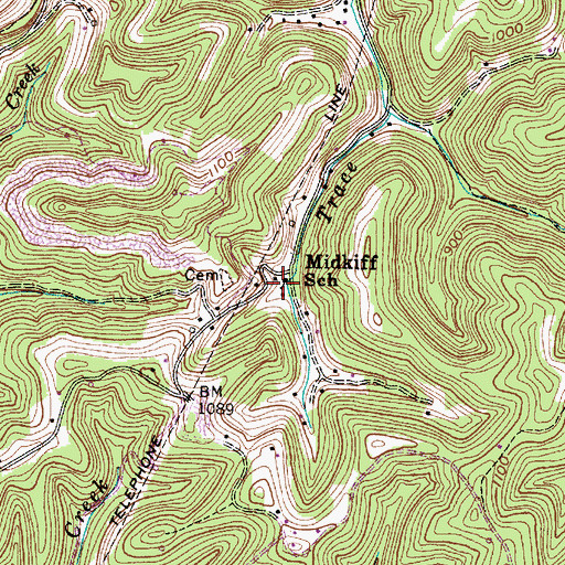 Topographic Map of Midkiff School (historical), WV
