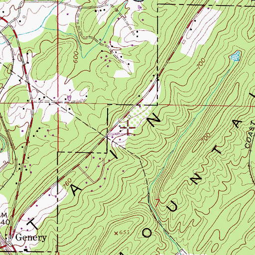 Topographic Map of Weeping Oaks, AL