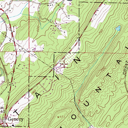 Topographic Map of Weeping Oaks, AL