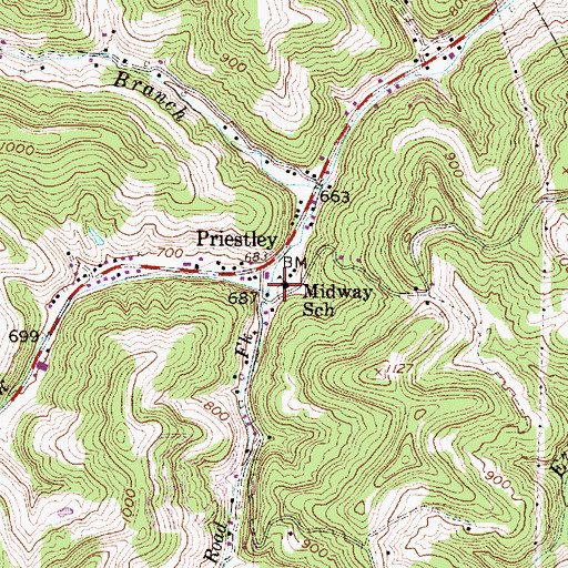 Topographic Map of Midway Elementary School, WV