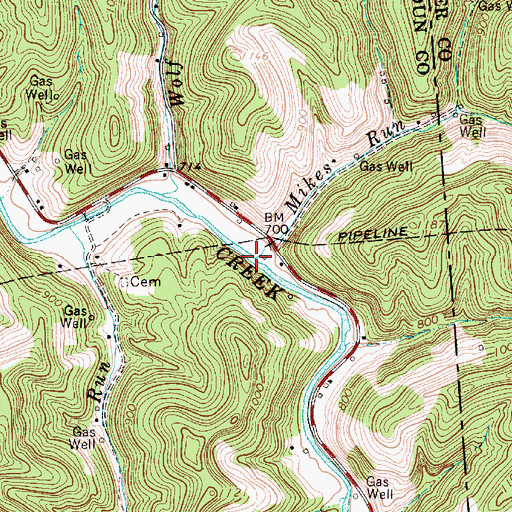 Topographic Map of Mikes Run, WV