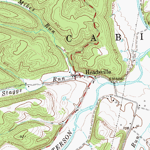 Topographic Map of Mikes Run, WV
