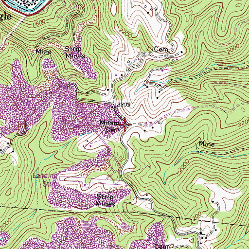 Topographic Map of Milam Cemetery, WV