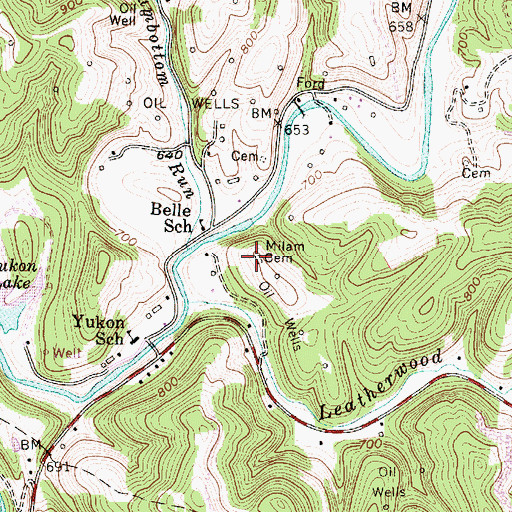 Topographic Map of Milam Cemetery, WV