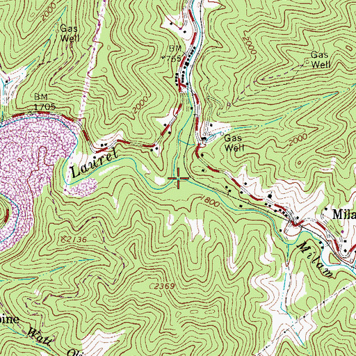 Topographic Map of Milam Fork, WV