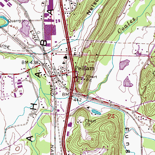 Topographic Map of Harvey Square Shopping Center, AL
