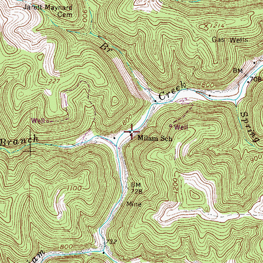 Topographic Map of Milam School (historical), WV