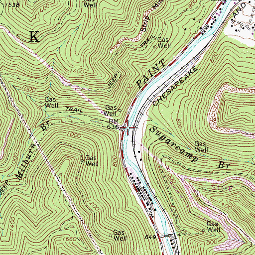 Topographic Map of Milburn Branch, WV