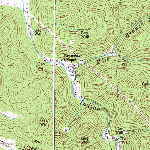 Topographic Map of Mile Branch, WV