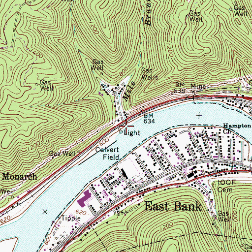 Topographic Map of Mile Branch, WV