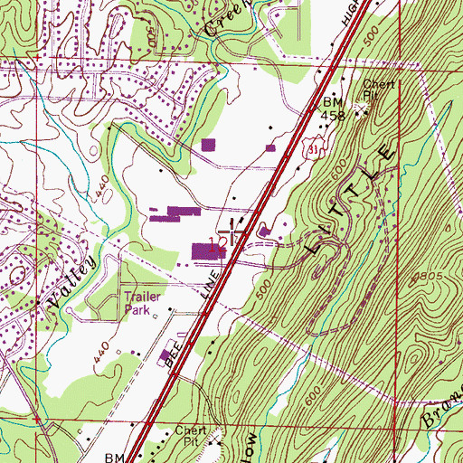 Topographic Map of Shelby Mart Shopping Center, AL