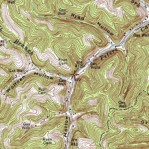 Topographic Map of Milk Branch, WV