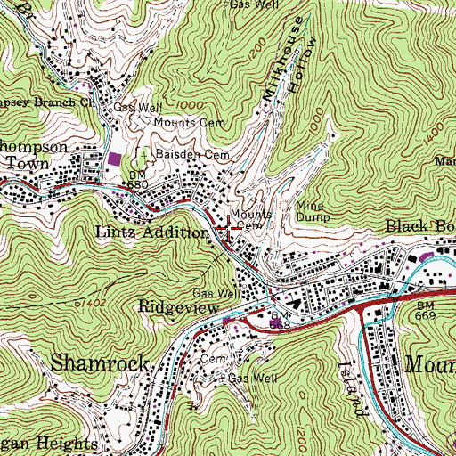 Topographic Map of Milkhouse Hollow, WV