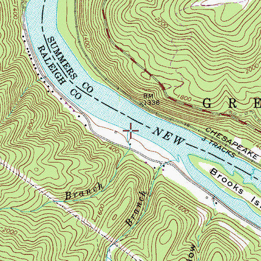 Topographic Map of Mill Branch, WV