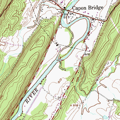 Topographic Map of Mill Branch, WV