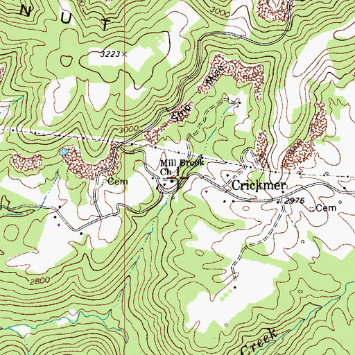 Topographic Map of Mill Brook Church, WV