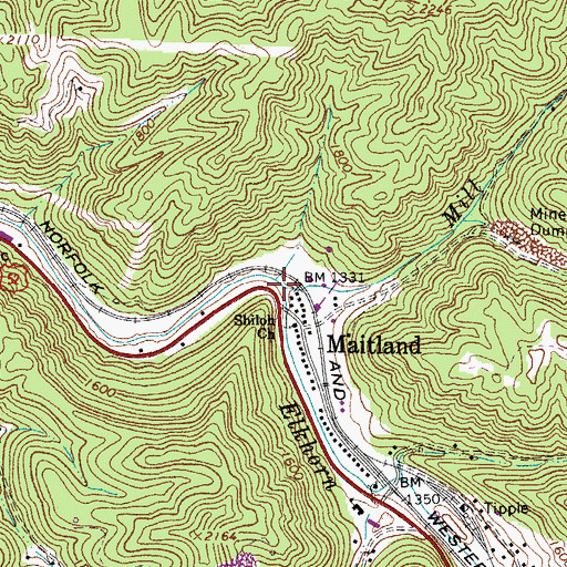Topographic Map of Mill Creek, WV