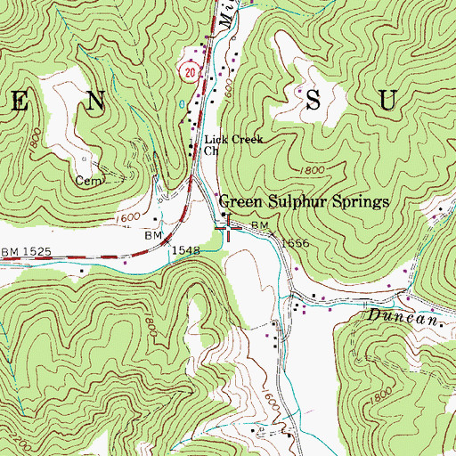 Topographic Map of Mill Creek, WV