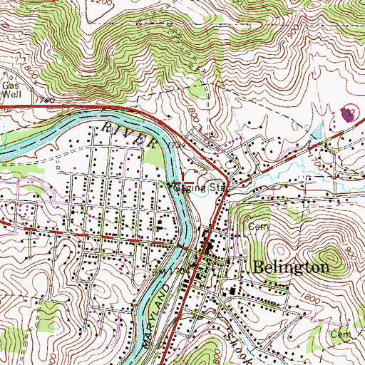 Topographic Map of Mill Creek, WV