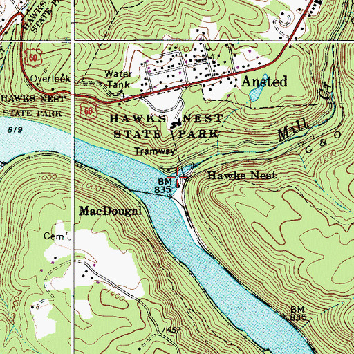 Topographic Map of Mill Creek, WV